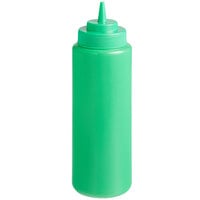 Choice 32 oz. Green Wide Mouth Squeeze Bottle - 6/Pack
