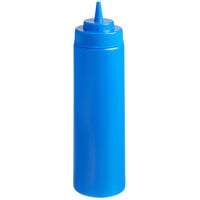Choice 24 oz. Blue Wide Mouth Squeeze Bottle - 6/Pack