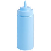 Choice 16 oz. Light Blue Wide Mouth Squeeze Bottle - 6/Pack