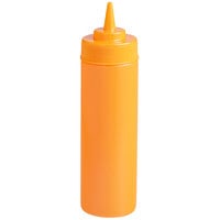 Choice 12 oz. Orange Wide Mouth Squeeze Bottle   - 6/Pack