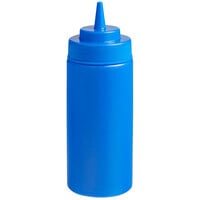 Choice 16 oz. Blue Wide Mouth Squeeze Bottle - 6/Pack