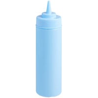 Choice 12 oz. Light Blue Wide Mouth Squeeze Bottle   - 6/Pack