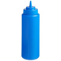 Choice 32 oz. Blue Wide Mouth Squeeze Bottle - 6/Pack