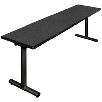 Resilient Revolution 18 inch x 72 inch Folding Seminar Table with High-Pressure Laminate Top and T-Legs - Graphite Nebula
