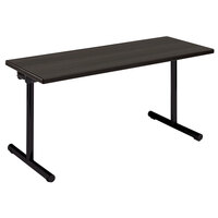Resilient Revolution 24 inch x 72 inch Folding Seminar Table with High-Pressure Laminate Top and T-Legs - Graphite Nebula