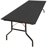 Resilient 24 inch x 96 inch Folding Seminar Table with High-Pressure Laminate Top and Wishbone Legs - Graphite Nebula