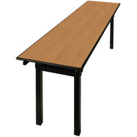 Resilient 18 inch x 72 inch Folding Seminar Table with High-Pressure Laminate Top and Square Legs - Solar Oak