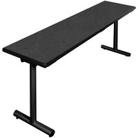 Resilient Revolution 18 inch x 96 inch Folding Seminar Table with High-Pressure Laminate Top and T-Legs - Graphite Nebula