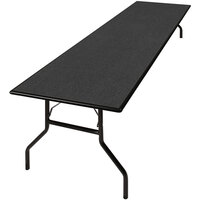 Resilient 18 inch x 96 inch Folding Seminar Table with High-Pressure Laminate Top and Wishbone Legs - Graphite Nebula