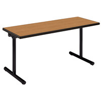 Resilient Revolution 24 inch x 72 inch Folding Seminar Table with High-Pressure Laminate Top and T-Legs - Solar Oak