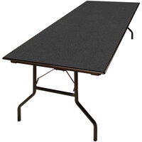 Resilient 24 inch x 72 inch Folding Seminar Table with High-Pressure Laminate Top and Wishbone Legs - Graphite Nebula