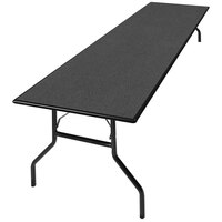 Resilient 18 inch x 72 inch Folding Seminar Table with High-Pressure Laminate Top and Wishbone Legs - Graphite Nebula
