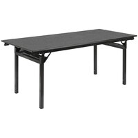 Resilient 24 inch x 96 inch Folding Seminar Table with High-Pressure Laminate Top and Square Legs - Graphite Nebula