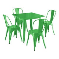 Lancaster Table & Seating Alloy Series 31 1/2" x 31 1/2" Jade Green Standard Height Outdoor Table with 4 Cafe Chairs