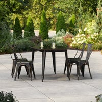 Lancaster Table & Seating Alloy Series 47 1/2 inch x 29 1/2 inch Distressed Copper Standard Height Outdoor Table with 4 Cafe Chairs
