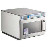Solwave Ameri-Series Space Saver Heavy-Duty Stainless Steel Commercial Microwave with Push Button Controls - 208/240V, 2,100W