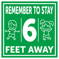 J.P. Cooke CVKIDS-15 8 inch x 8 inch Green / White Children's Social Distancing Sign