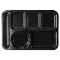 Carlisle 61403 10 inch x 14 inch Black ABS Plastic Left Hand 6 Compartment Tray