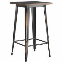 Lancaster Table & Seating Alloy Series 24 inch x 24 inch Distressed Copper Outdoor Bar Height Table with 2 Metal Cafe Bar Stools