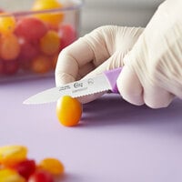Choice 3 1/4 inch Serrated Edge Paring Knife with Purple Handle
