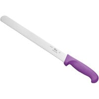 Choice 12 inch Serrated Edge Slicing / Bread Knife with Purple Handle