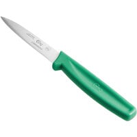 Choice 3 1/4 inch Smooth Edge Paring Knife with Green Handle