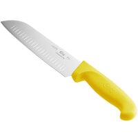 Choice 7 inch Santoku Knife with Granton Edge and Yellow Handle