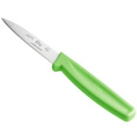 Choice 3 1/4" Smooth Edge Paring Knife with Neon Green Handle