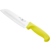 Choice 7 inch Santoku Knife with Granton Edge and Neon Yellow Handle