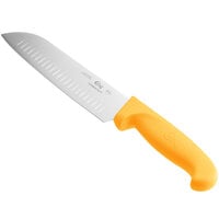 Choice 7 inch Santoku Knife with Granton Edge and Neon Orange Handle