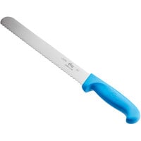 Choice 10 inch Serrated Edge Slicing / Bread Knife with Blue Handle