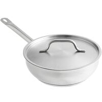 Vigor SS1 Series 3 Qt. Stainless Steel Saucier Pan with Aluminum-Clad Bottom and Cover