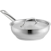 Vigor 2 Qt. Stainless Steel Saucier Pan with Aluminum-Clad Bottom and Cover