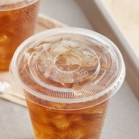 EcoChoice 9, 12, 16, 20 & 24 oz. PLA Compostable Plastic Cold Cup Lid with Straw Slot - 1000/Case