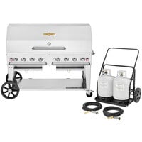Crown Verity CV-MCC-60-1RDP Liquid Propane 60 inch Mobile Outdoor Grill with Roll Dome, Bun Rack, and Propane Cart - 129,000 BTU