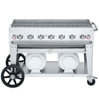 Crown Verity CV-CCB-48 Club Series 48 inch Outdoor Mobile Grill with 2 Horizontal Propane Tanks - 114,000 BTU
