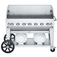 Crown Verity CV-CCB-48WGP Club Series 48 inch Outdoor Mobile Grill with Wind Guard and 2 Horizontal Propane Tanks - 114,000 BTU