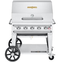 Crown Verity CV-RCB-36RDP Liquid Propane 36 inch Mobile Outdoor Grill with Roll Dome and Bun Rack - 79,500 BTU