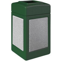 Commercial Zone 720327K StoneTec 42 Gallon Square Forest Green Open Top Trash Receptacle with Ashtone Panels