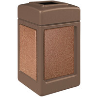 Commercial Zone 720344K StoneTec 42 Gallon Square Nuthatch Open Top Trash Receptacle with Sedona Panels