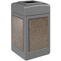 Commercial Zone 720345K StoneTec 42 Gallon Square Gray Open Top Trash Receptacle with Riverstone Panels