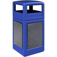 Commercial Zone 720431K StoneTec 42 Gallon Square Blue Trash Receptacle with Pepperstone Panels and Dome Lid