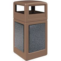 Commercial Zone 720440K StoneTec 42 Gallon Square Nuthatch Trash Receptacle with Pepperstone Panels and Dome Lid