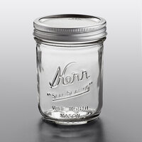 Kerr 518 16 oz. Pint Wide Mouth Glass Canning Jar with Silver Metal Lid and Band - 12/Case