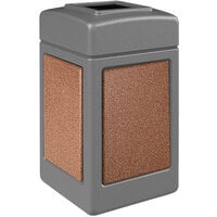 Commercial Zone 720347K StoneTec 42 Gallon Square Gray Open Top Trash Receptacle with Sedona Panels
