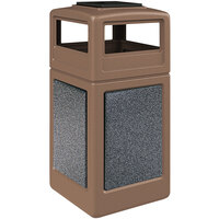 Commercial Zone 720540K StoneTec 42 Gallon Square Nuthatch Trash Receptacle with Pepperstone Panels and Ashtray Dome Lid