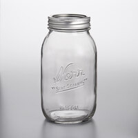 Kerr 505ZFP 32 oz. Quart Regular Mouth Glass Canning Jar with Silver Metal Lid and Band - 12/Case