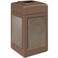 Commercial Zone 720342K StoneTec 42 Gallon Square Nuthatch Open Top Trash Receptacle with Riverstone Panels