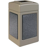 Commercial Zone 720317K StoneTec 42 Gallon Square Beige Open Top Trash Receptacle with Pepperstone Panels