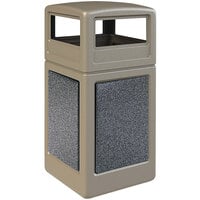 Commercial Zone 720417K StoneTec 42 Gallon Square Beige Trash Receptacle with Pepperstone Panels and Dome Lid